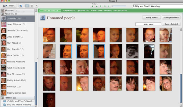 Picasa Filtering Unnamed People Using Search